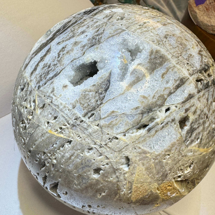 Quartz Sphere w/ Druzy pockets - 140mm