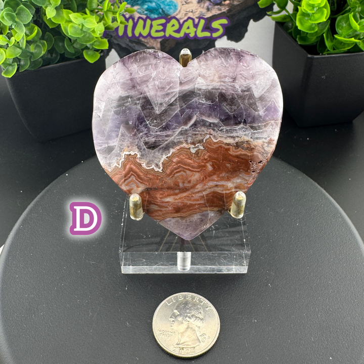 Amethyst Agate Heart Carving