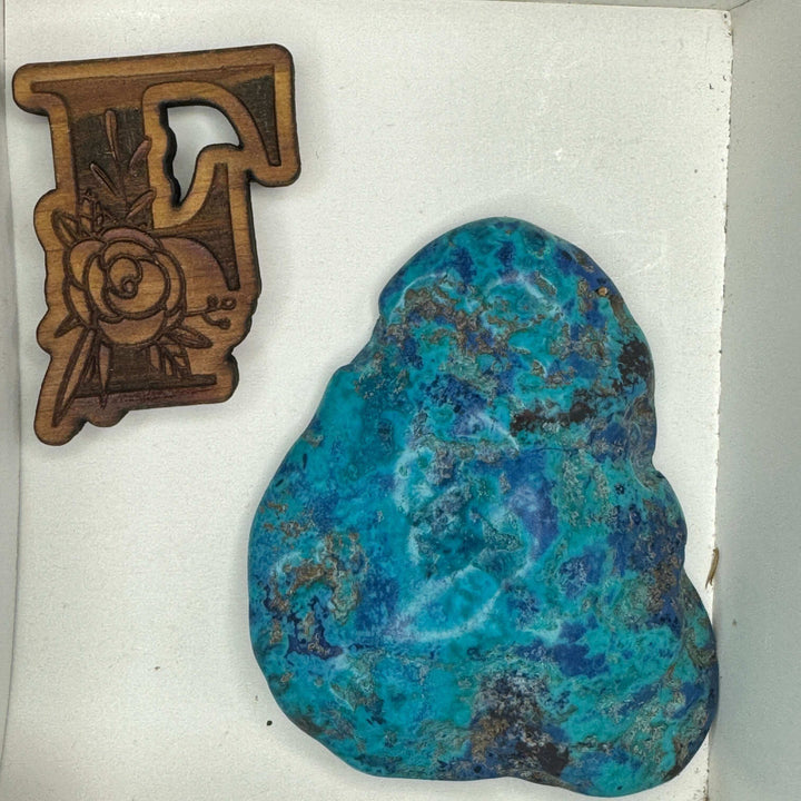 Shattuckite w/ Chrysocolla Slice - Tumbled and Stabilized - Mexico