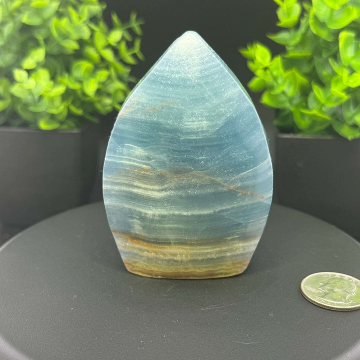 Argentinian Blue Calcite Freestanding Tear Carving - Aquatine / Blue Onyx