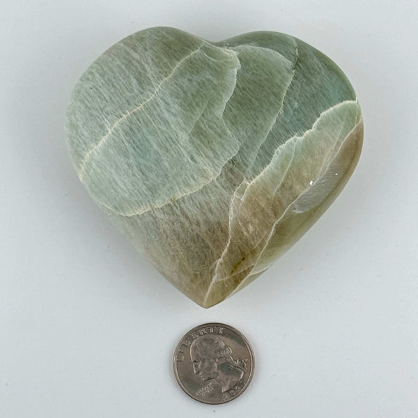 Green Moonstone Heart Carving