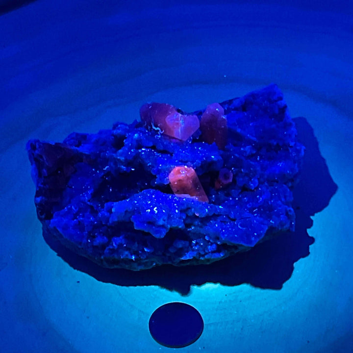 UV Reactive Panda Calcite Specimen / White Hexagonal Columnar Calcite Specimen