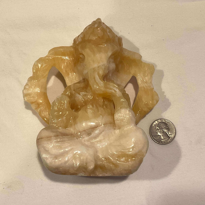 Orange Calcite Ganesh Carving/Figurine