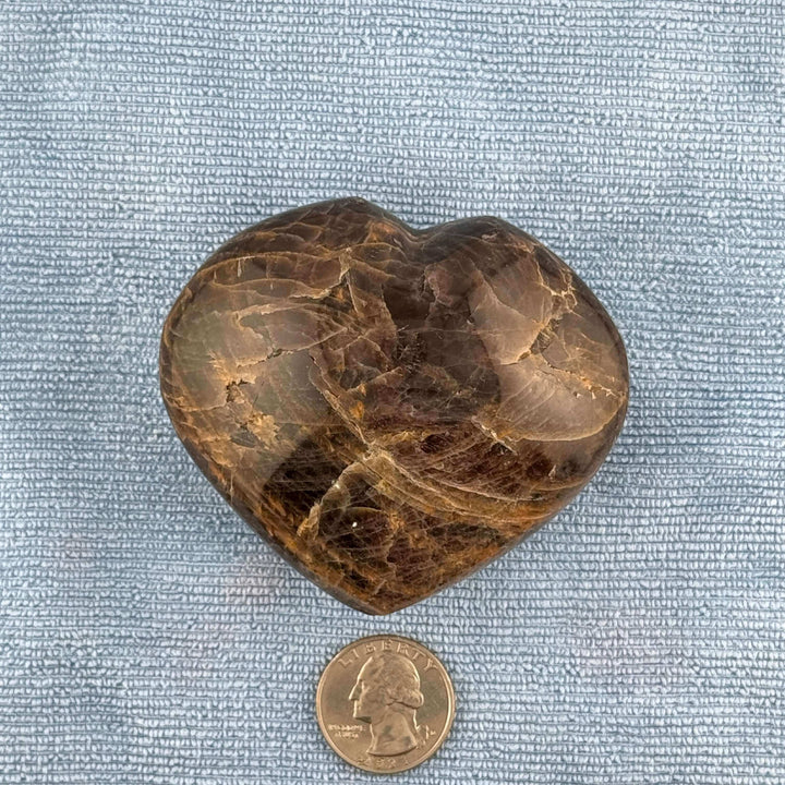 Black Moonstone Heart Carving