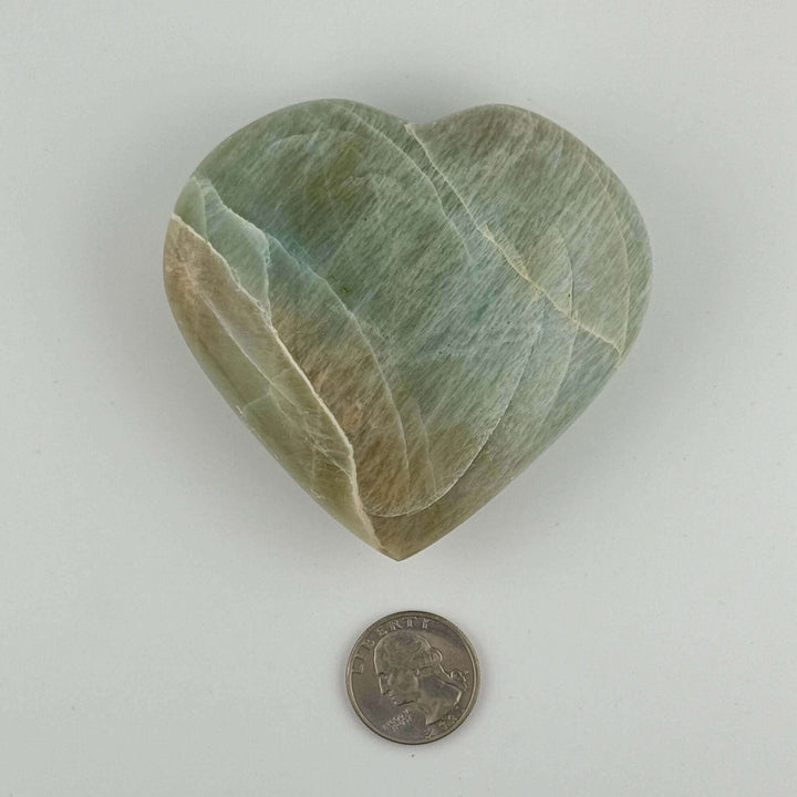 Green Moonstone Heart Carving