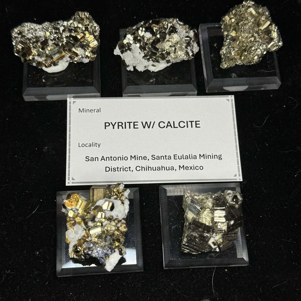 Pyrite with Calcite w/display stand - Mexico