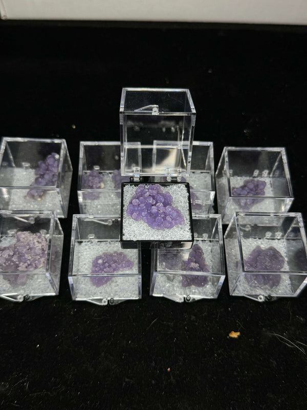 Amethystine Spherical Quartz ‘Grape Agate’ thumbnail in Perky box - Indonesia