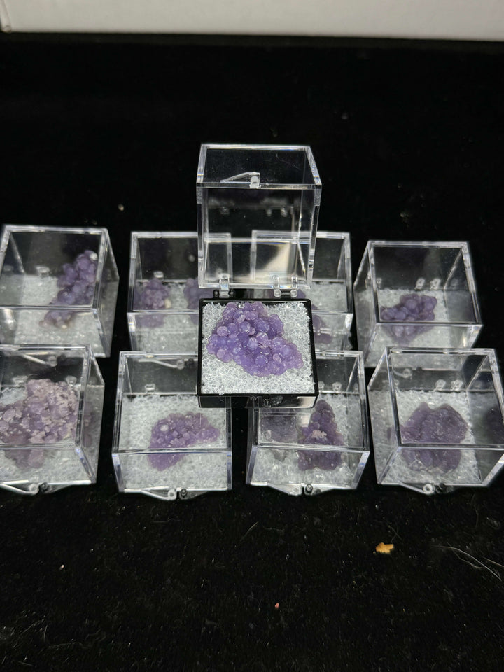 Amethystine Spherical Quartz ‘Grape Agate’ thumbnail in Perky box - Indonesia