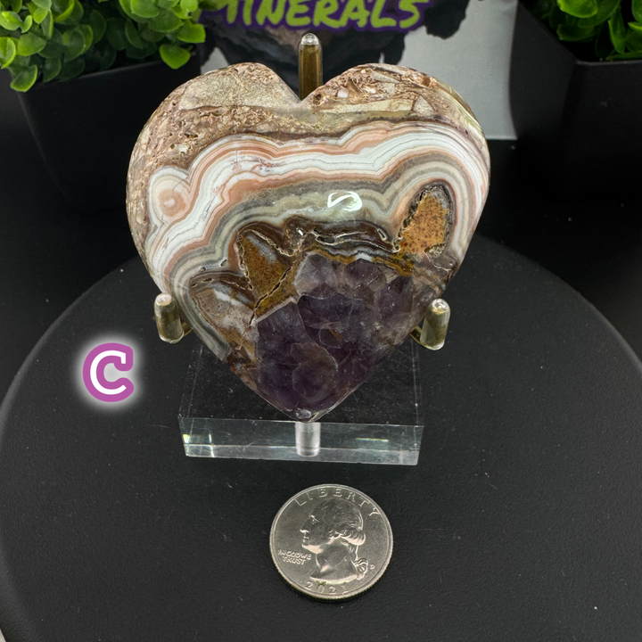 Amethyst Agate Heart Carving