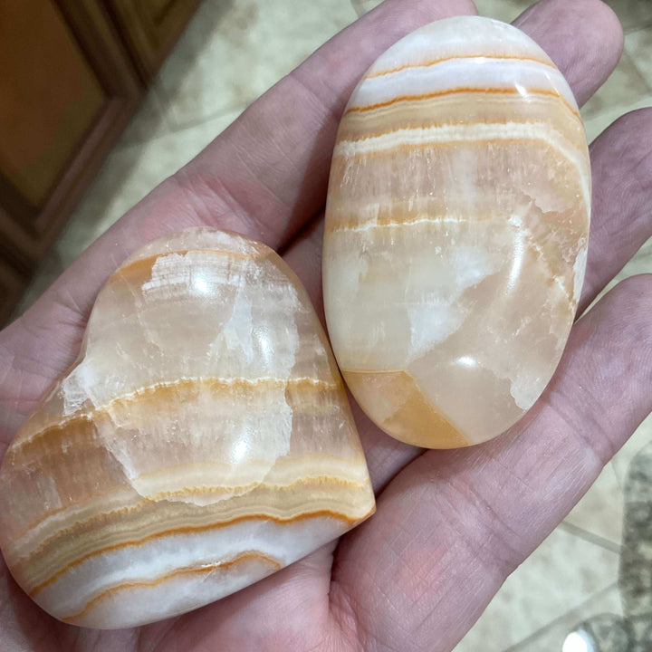 Pink Banded Calcite Hearts and Palms