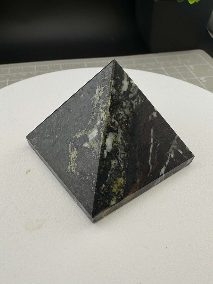 Dragon’s Blood Jasper Pyramid Carving - Polished