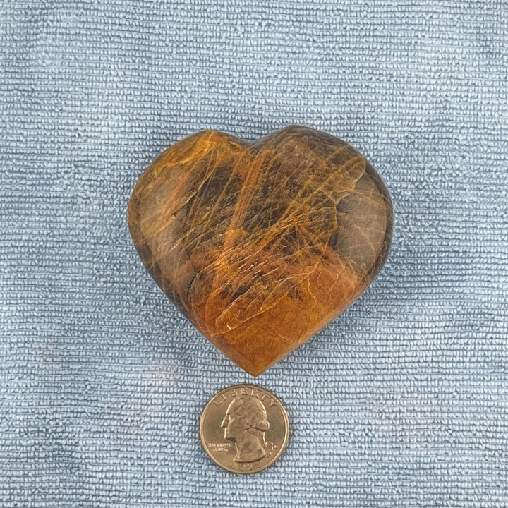 Black Moonstone Heart Carving