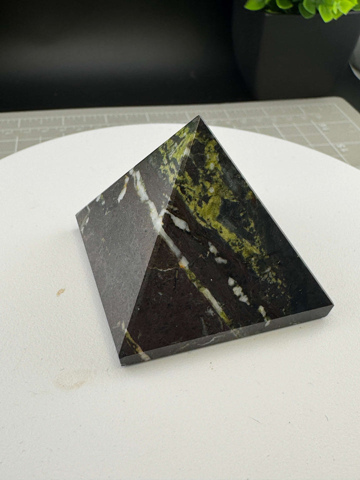 Dragon’s Blood Jasper Pyramid Carving - Polished