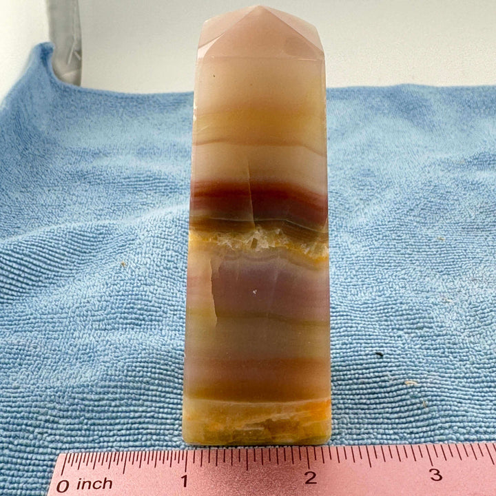 Pink Banded Calcite Tower/Point