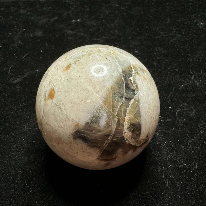 “Polarity” Black and White Moonstone Sphere