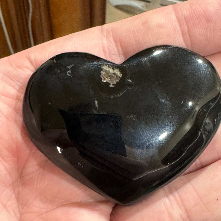 Black Agate Heart, Moon, and Star Carving Set