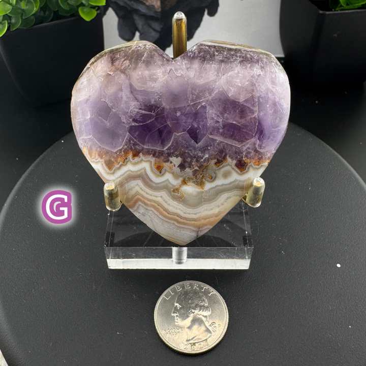 Amethyst Agate Heart Carving