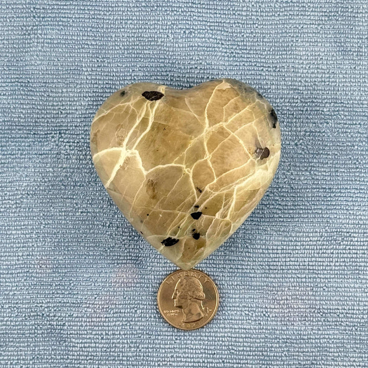 Green Moonstone Heart Carving