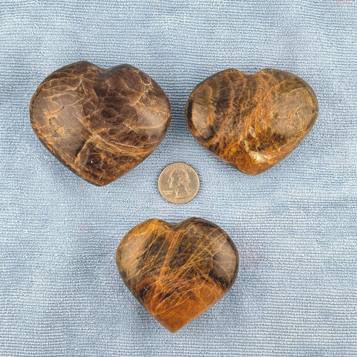 Black Moonstone Heart Carving