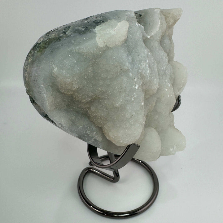 Moss Agate Druzy Heart w/ Stand