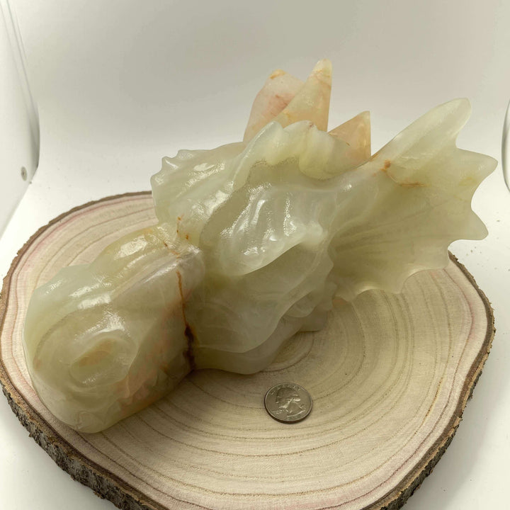 Afghan Jade / Banded Calcite Dragon Head Sculpture