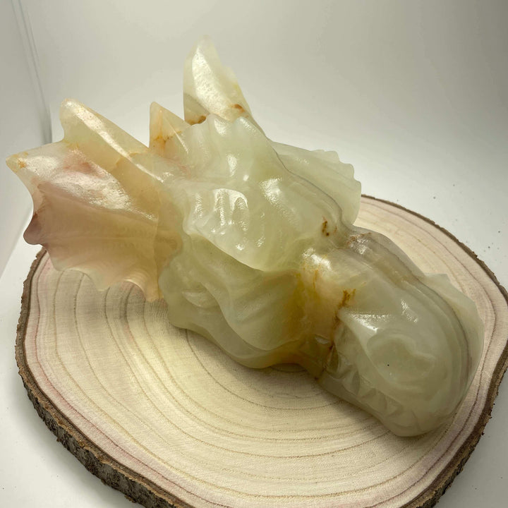 Afghan Jade / Banded Calcite Dragon Head Sculpture