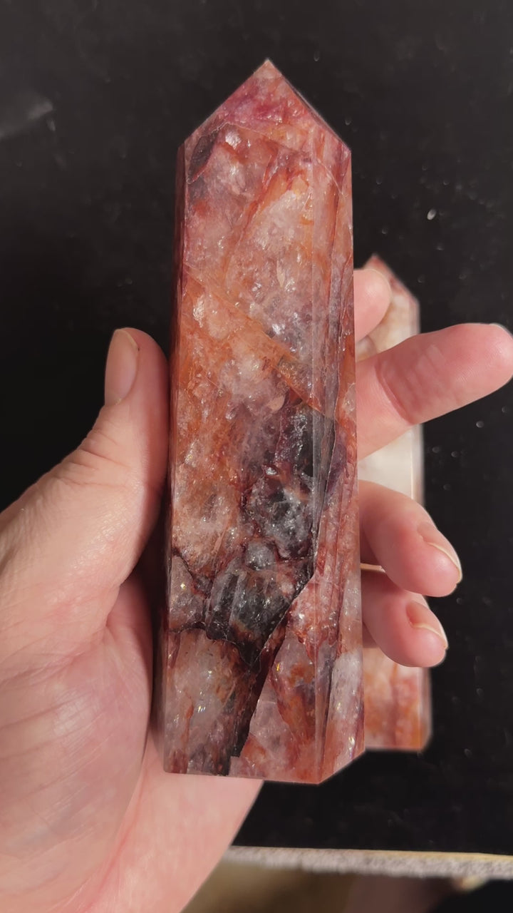 Fire Quartz / Red Hematoid Quartz towers