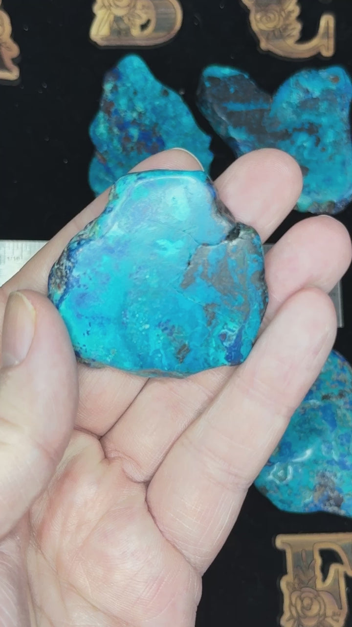 Shattuckite w/ Chrysocolla Slice - Tumbled and Stabilized - Mexico