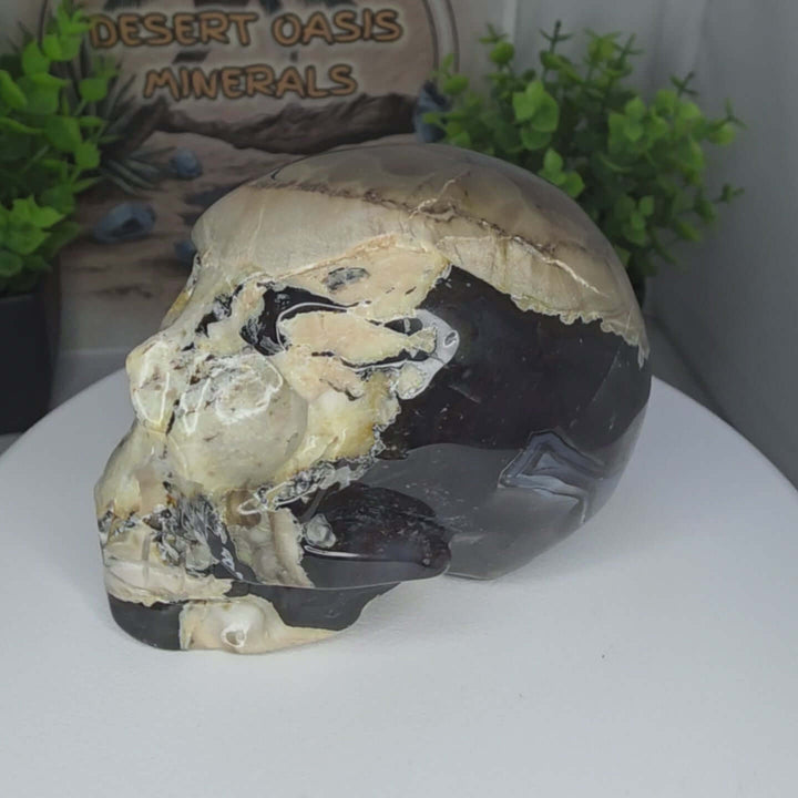 Volcano Agate Skull Carving - 3.25 inch