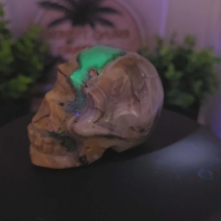 Volcano Agate Skull Carving - 3 inch