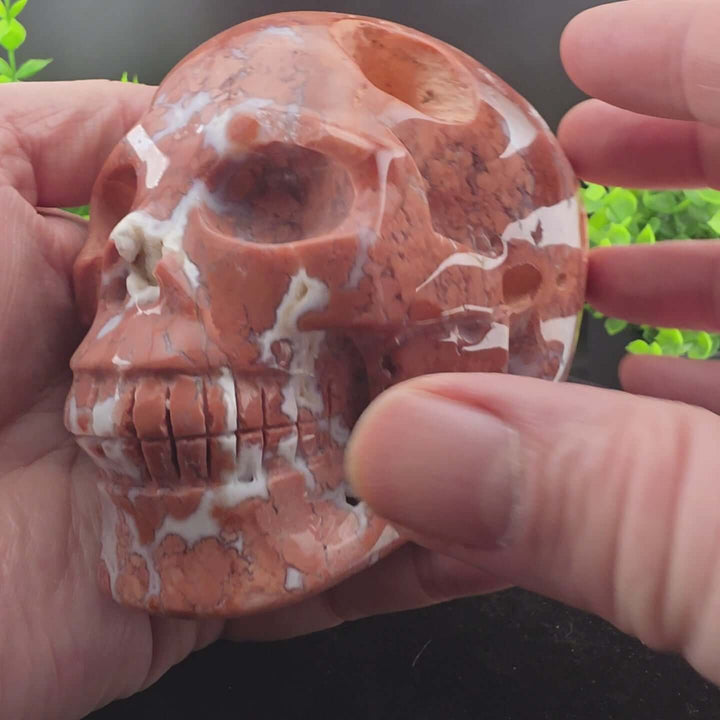 Cotton Candy Agate Skull Carving - 5in