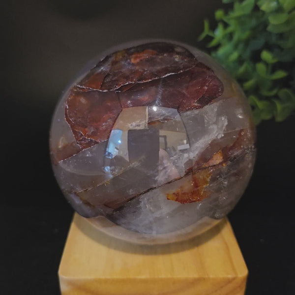 Hematoid Fire Quartz Sphere Ball - 3.6 Inch