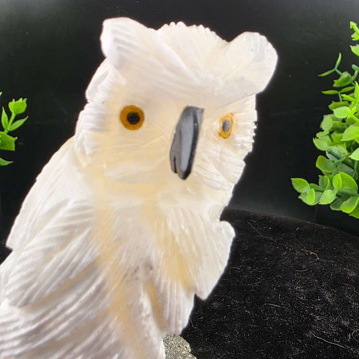 Owl Carving on Pyrite cluster