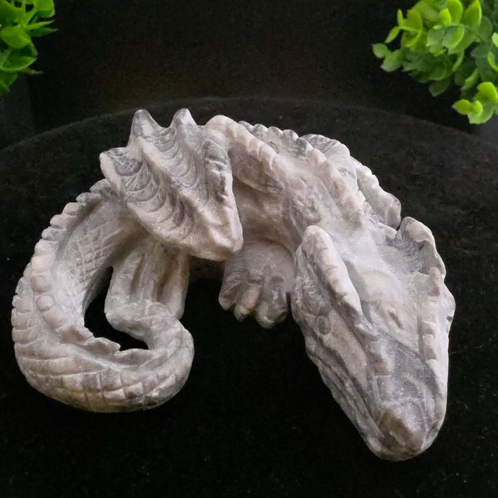 Sleeping Dragon Carvings - Picasso Jasper - 4in