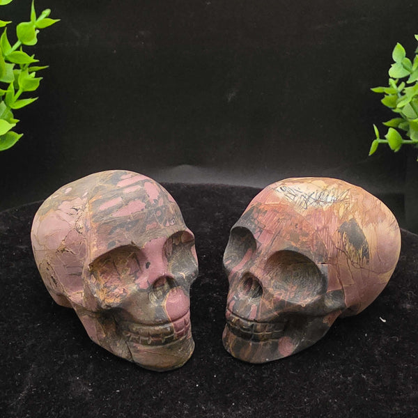 Cherry Creek Jasper skull carving - 2.5 Inch showcasing natural textures and earthy colors with unique patterns.