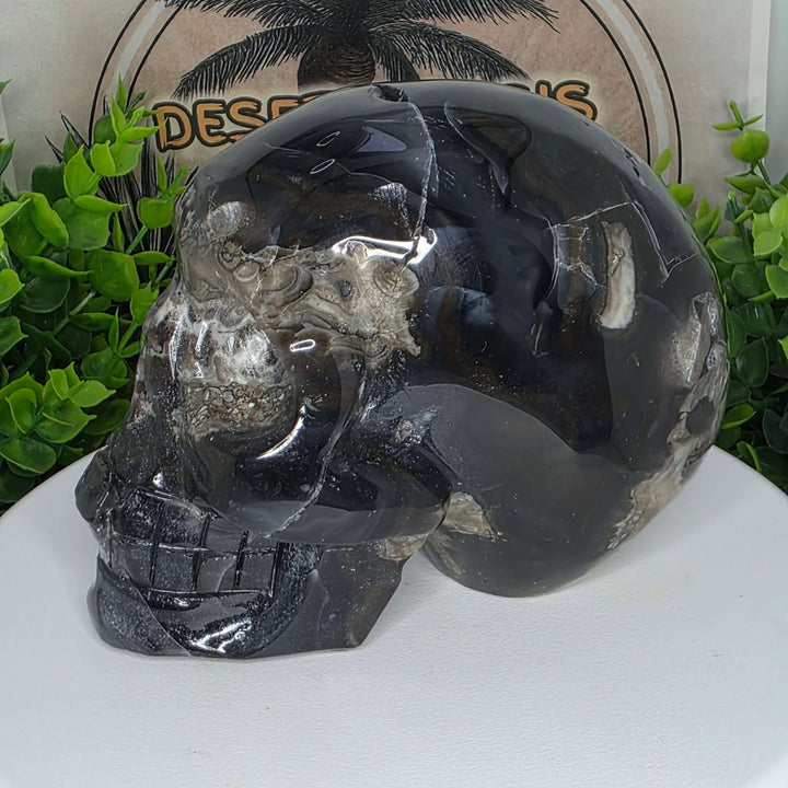Volcano Agate Skull Carving - 4 Inch