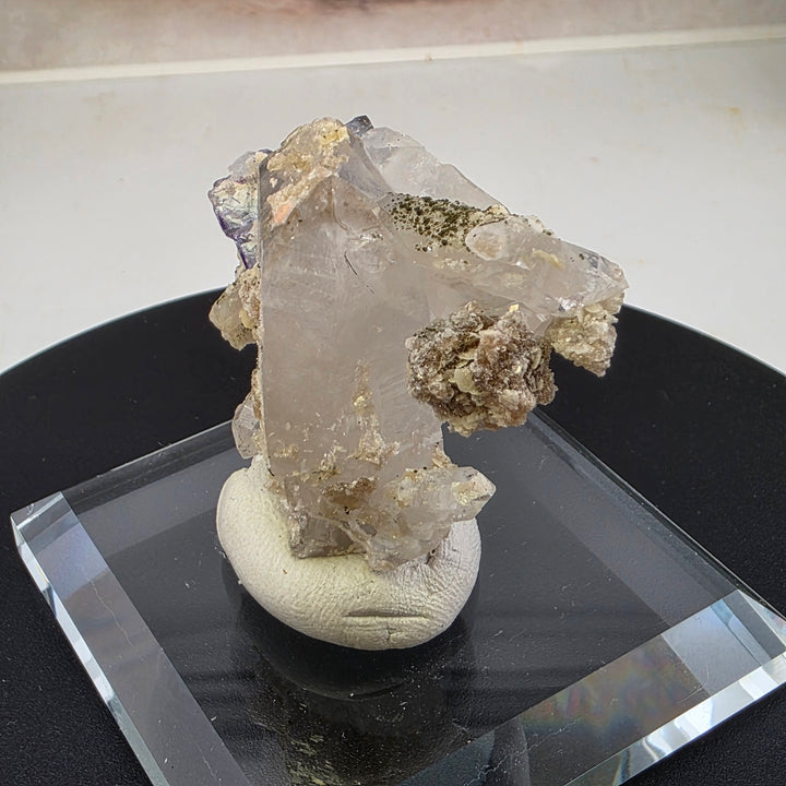 Fluorite Specimen - Yaogangxian Mine China showcasing beautiful quartz point with intergrown fluorite crystals.