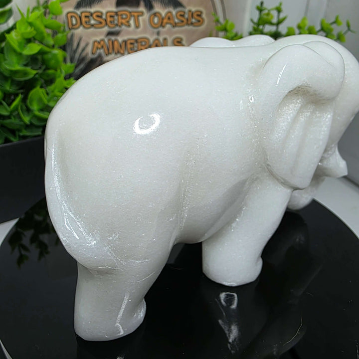 White Xiuyan Jade Elephant Carving - 4"