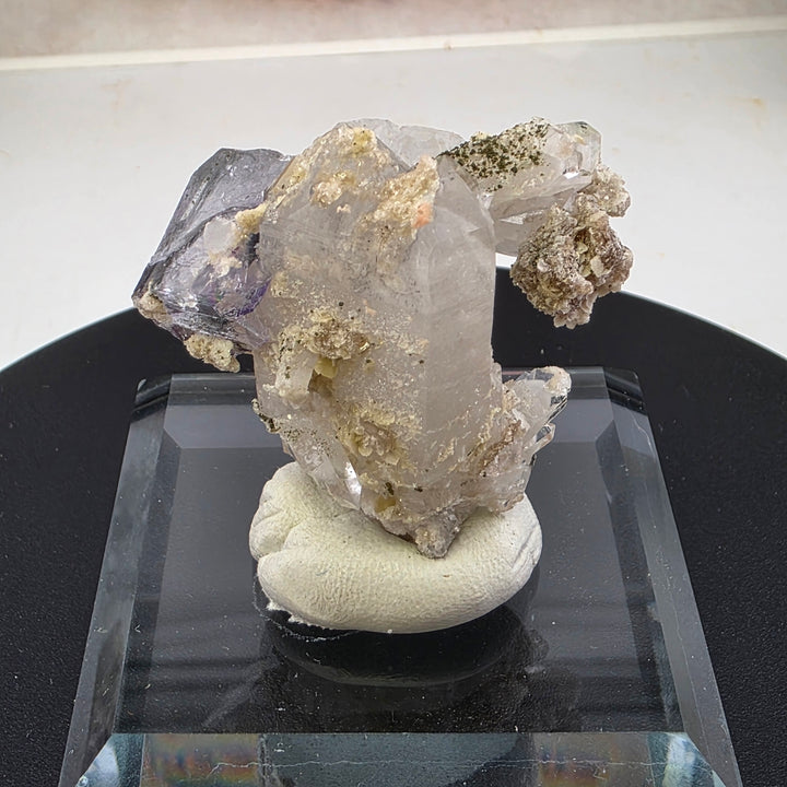 Fluorite Specimen - Yaogangxian Mine China showcasing beautiful quartz point with intergrown fluorite crystals.
