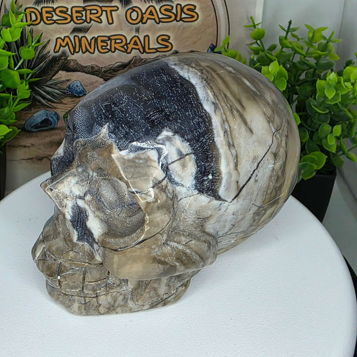 Volcano Agate Skull Carving - 4 inch