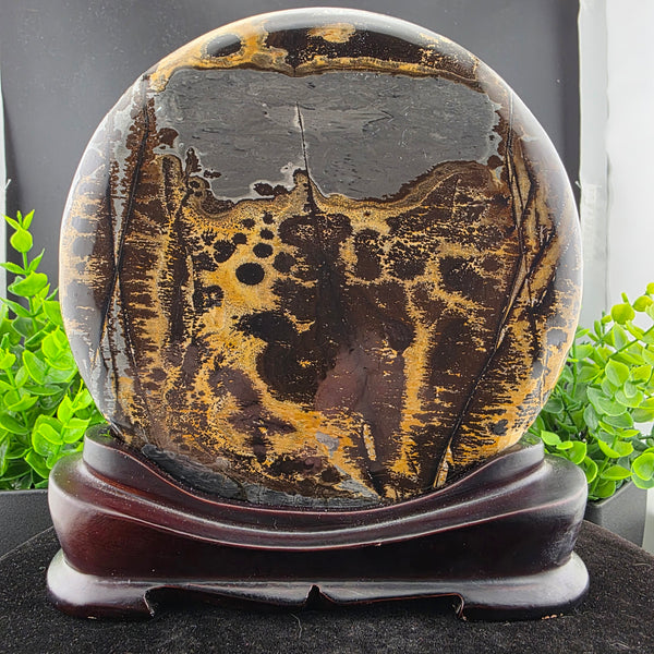 Picture Jasper Round Crystal Display with Stand