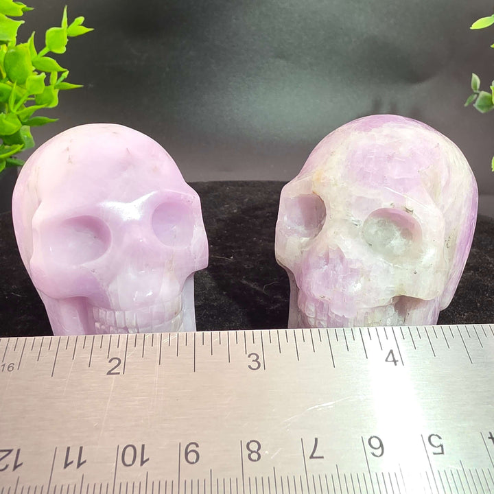Kunzite Mineral Skull Carvings