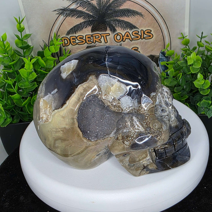 Volcano Agate Skull Carving - 4 Inch