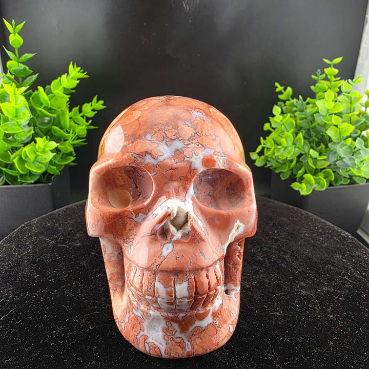 Cotton Candy Agate Skull Carving - 5in