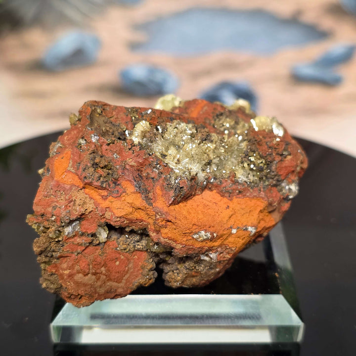 Adamite Specimen: Ojuéla Mine Collector’s Crystal showcasing sharp habit and vibrant colors on display.