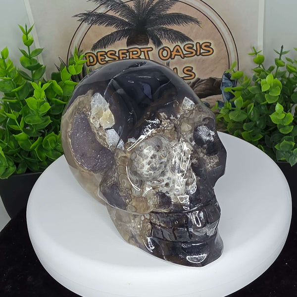 Volcano Agate Skull Carving - 4 Inch