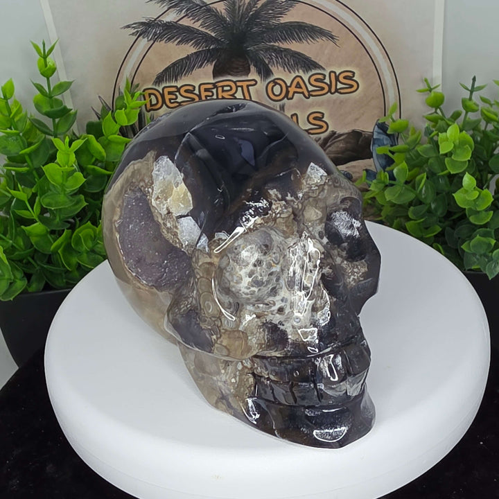 Volcano Agate Skull Carving - 4 Inch