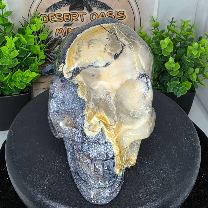 Volcano Agate Skull Carving - 4.5in