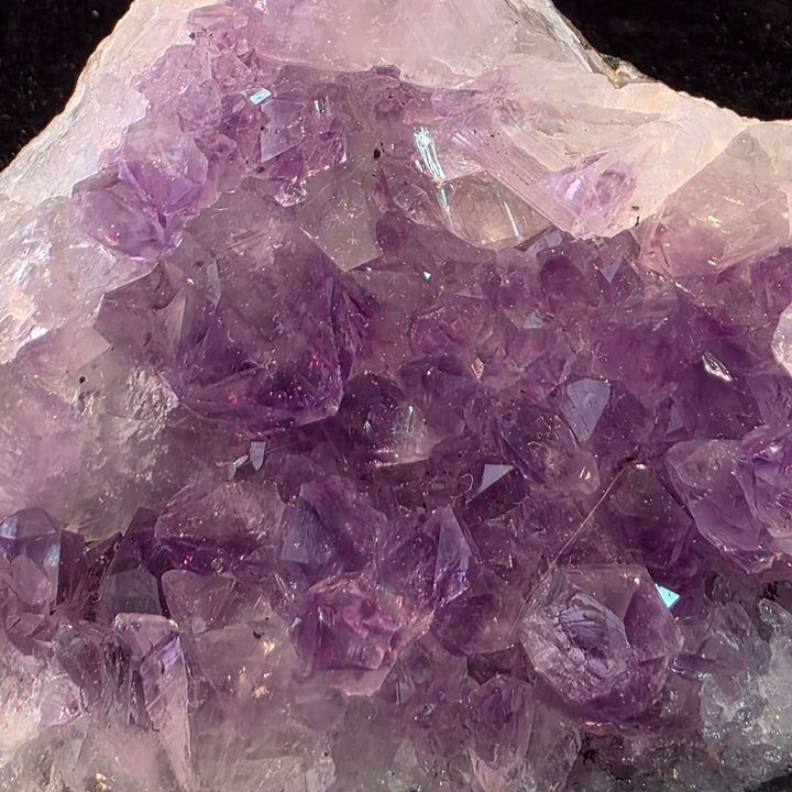 Experience the magic of nature with our exquisite Amethyst Geode Cluster! This stunning piece boasts a captivating array of extremely sparkly, brilliant clear purple crystals that shimmer with every turn. Perfect as a dazzling display piece for your home