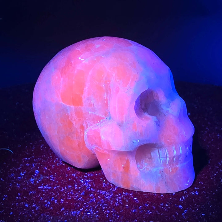 Kunzite Mineral Skull Carvings